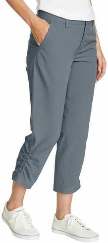 Eddie Bauer Capri Pants for Women with Side Zipprer Cargo Pocket - Women's Hiking Pants with Belt Loop - Ripstop Capri (Blue, 10) in Saudi Arabia