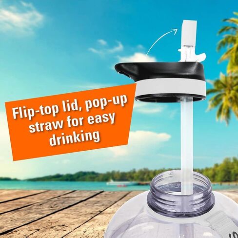 زجاجة مياه Swig Savvy Motivational Time Marker مع غطاء من القش وغطاء للتخزين، شفافة، 128 أونصة in Saudi Arabia
