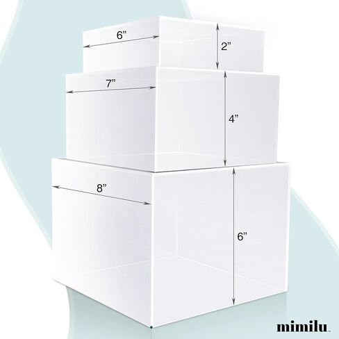 3 pc Acrylic Cube Display Box Risers 6",5",4" 5-Sided Square Riser Stands Stackable & Nesting Boxes for Collectibles Jewelry Toys or Pedestal Stand to Showcase Food Cakes Candy etc (Clear) in Saudi Arabia