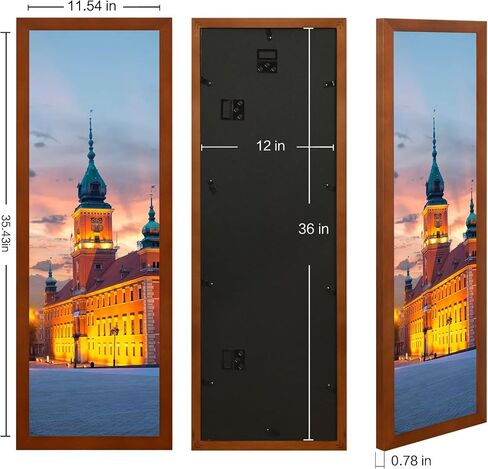 إطار HOMESEVEN مقاس 10x30، إطار صورة بانورامي مقاس 10x30، إطار ملصق من الخشب الصلب - تعليق على الحائط أفقيًا وعموديًا للمنزل، والمعرض، والكافيه (طبيعي) in Kuwait