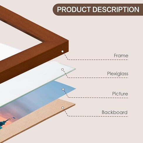 إطار HOMESEVEN مقاس 10x30، إطار صورة بانورامي مقاس 10x30، إطار ملصق من الخشب الصلب - تعليق على الحائط أفقيًا وعموديًا للمنزل، والمعرض، والكافيه (طبيعي) in Kuwait