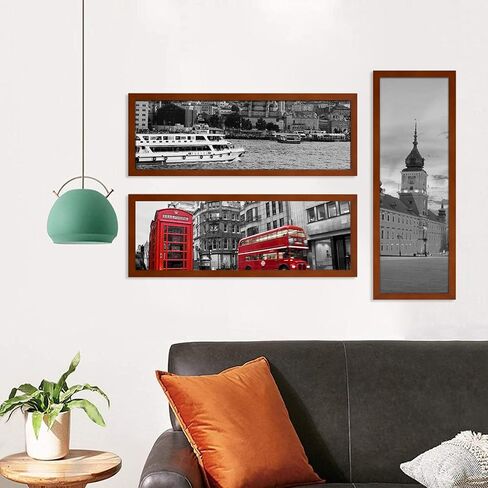 إطار HOMESEVEN مقاس 10x30، إطار صورة بانورامي مقاس 10x30، إطار ملصق من الخشب الصلب - تعليق على الحائط أفقيًا وعموديًا للمنزل، والمعرض، والكافيه (طبيعي) in Kuwait