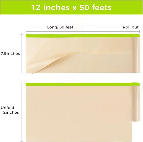 3 Rolls of Pre-Taped Masking Paper for Painting - 24 inch x 50 feet Tape and Masking Paper, Paint Adhesive Protective Paper Roll for Auto Painting, Wall Painting, and Floor Protection(DP046) in Saudi Arabia