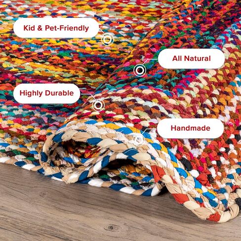 nuLOOM Tammara Bohemian Hand Braided Area Rug, 4x6, Multi in Saudi Arabia