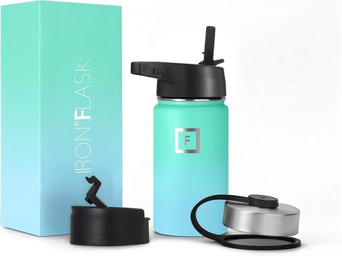 زجاجة مياه رياضية من IRON °FLASK - فم واسع مع 3 أغطية للصنبور - زجاجات رياضية وخارجية من الفولاذ المقاوم للصدأ للرجال والنساء والأطفال - ترمس معزول بجدار مزدوج، مقصف معدني - زبرجد، 18 أونصة in Saudi Arabia