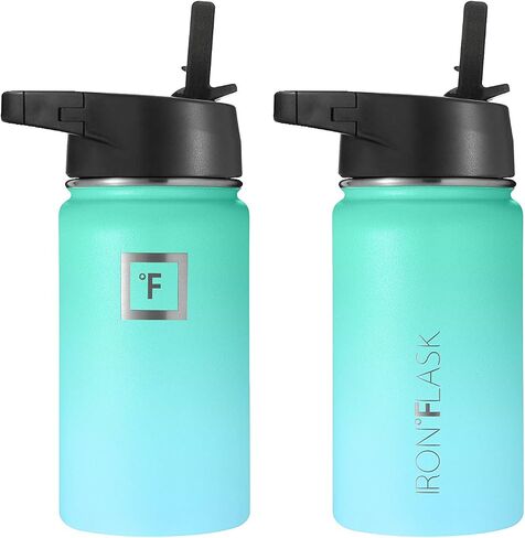 زجاجة مياه رياضية من IRON °FLASK - فم واسع مع 3 أغطية للصنبور - زجاجات رياضية وخارجية من الفولاذ المقاوم للصدأ للرجال والنساء والأطفال - ترمس معزول بجدار مزدوج، مقصف معدني - زبرجد، 18 أونصة in Saudi Arabia