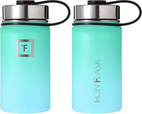 زجاجة مياه رياضية من IRON °FLASK - فم واسع مع 3 أغطية للصنبور - زجاجات رياضية وخارجية من الفولاذ المقاوم للصدأ للرجال والنساء والأطفال - ترمس معزول بجدار مزدوج، مقصف معدني - زبرجد، 18 أونصة in Saudi Arabia
