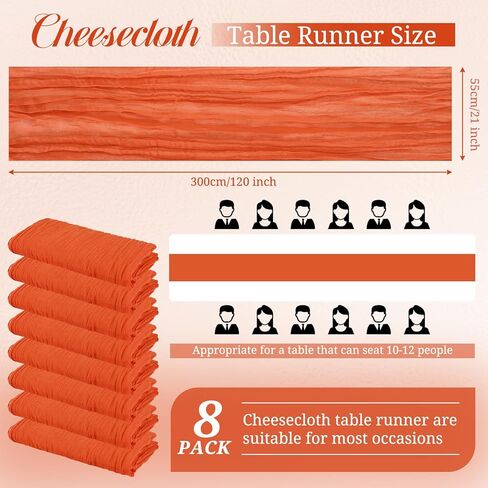 16 حزمة مفرش طاولة من القماش القطني، مفرش طاولة شاش بوهو بطول 10 أقدام، مقاس 21 × 120 بوصة، مفرش طاولة طويل رومانسي ريفي لحفلات الزفاف وحفلات الزفاف وعيد الشكر وديكور عيد الميلاد (عنابي) in Kuwait
