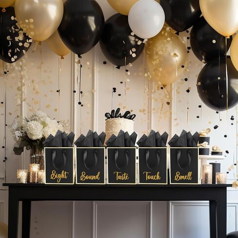 10 عبوات من أكياس الهدايا الورقية المعدنية من Yeaqee مع مقابض ومناديل ورقية شكرًا لك على حقائب هدايا لحفلات الزفاف وحفلات الزفاف وحقائب هدايا 5 حواس له في عيد ميلادها 9 × 7 × 3.1 بوصة (أزرق داكن، ذهبي) in Kuwait