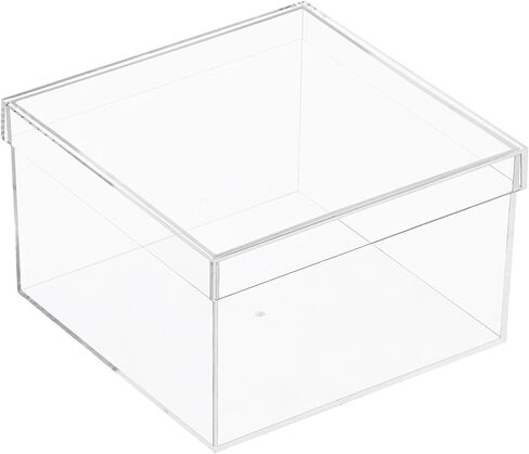 Clear Acrylic Square Cube Plastic Box, Plastic Rectangle Cube Containers with Lid, Storage Boxes 7.9x7.9x7.9 Inches for Tiny Jewelry Beads, Coins, Craft Supplies, Sewing Home Organizers in Saudi Arabia