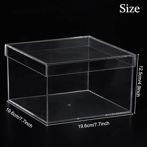 Clear Acrylic Square Cube Plastic Box, Plastic Rectangle Cube Containers with Lid, Storage Boxes 7.9x7.9x7.9 Inches for Tiny Jewelry Beads, Coins, Craft Supplies, Sewing Home Organizers in Saudi Arabia