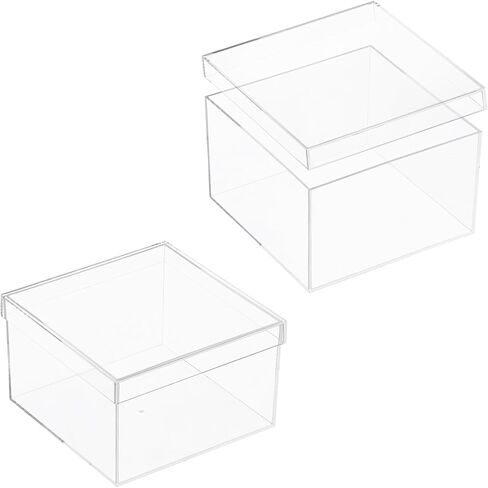 Clear Acrylic Square Cube Plastic Box, Plastic Rectangle Cube Containers with Lid, Storage Boxes 7.9x7.9x7.9 Inches for Tiny Jewelry Beads, Coins, Craft Supplies, Sewing Home Organizers in Saudi Arabia
