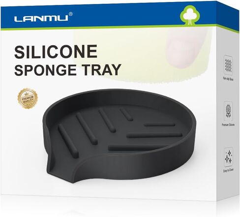 LANMU Sponge Tray Organizer Compatible with Scrub Daddy/Mommy Sponge, Silicone Sponge Holder for Kitchen Sink, with Drain Spout in Saudi Arabia