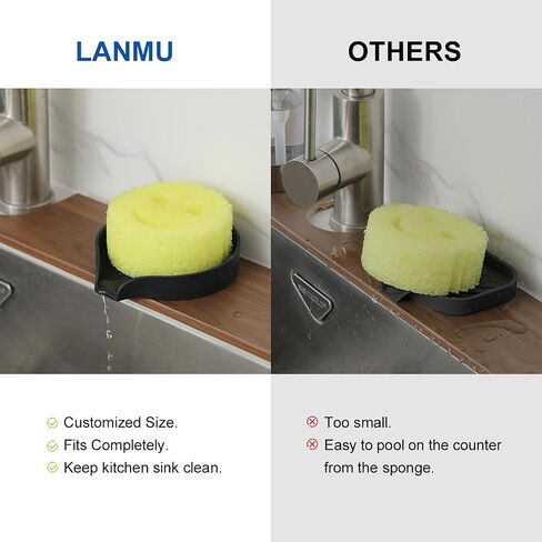 LANMU Sponge Tray Organizer Compatible with Scrub Daddy/Mommy Sponge, Silicone Sponge Holder for Kitchen Sink, with Drain Spout in Saudi Arabia