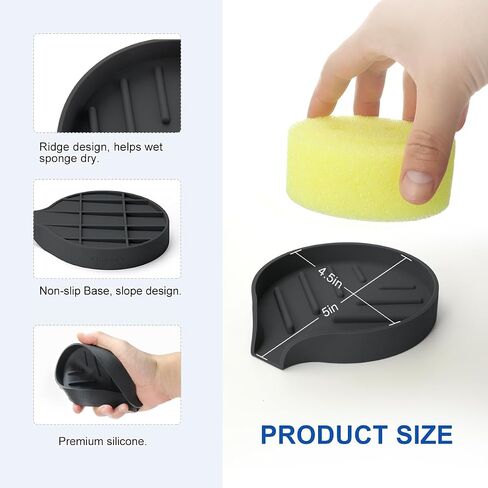 LANMU Sponge Tray Organizer Compatible with Scrub Daddy/Mommy Sponge, Silicone Sponge Holder for Kitchen Sink, with Drain Spout in Saudi Arabia