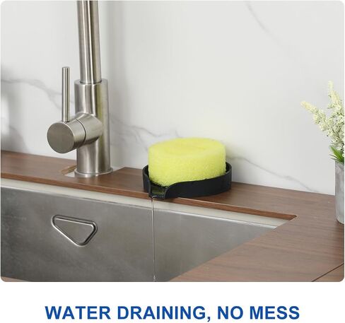 LANMU Sponge Tray Organizer Compatible with Scrub Daddy/Mommy Sponge, Silicone Sponge Holder for Kitchen Sink, with Drain Spout in Saudi Arabia