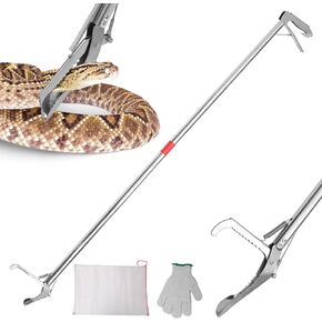 78 Inch Snake Grabber Tool, Extra Long Snake Tongs for Extra Safety, Snake Grabber is Made of Stainless Steel for Corrosion Resistance, High Load Capacity, Easy to Clean and Maintain