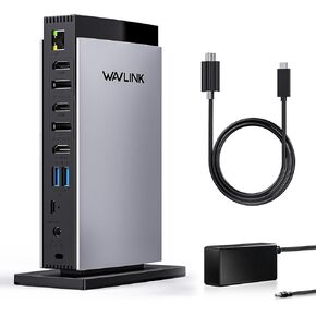 WAVLINK USB C DisplayLink Docking Station 15 in 1 with 3 HDMI,Laptop Docking Station Triple Monitor 4K60Hz,100W Charging for M1 M2 M3 Mac and Windows,5 USB Ports, 2DP,Ethernet Port, Audio/Mic, SD/TF