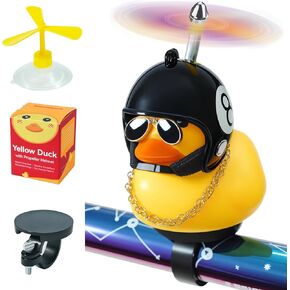 Rubber Duck Bike Decorations [Newest Stable Clamp Mount] Cute Duck Bike Bell [Two Helmet Propeller] Bike Accessories e Scooter Accessories Motorcycle Accessories Cycling Gifts Black Shark