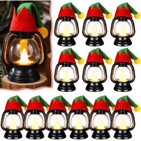 12 Pack Mini Christmas Hats Lantern Xmas Hairball Hat Lantern Decoration Hanging Table Centerpieces Party Decor