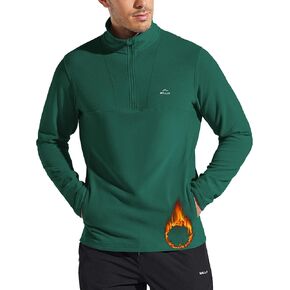 Willit Men's Fleece Pullover Quarter Zip Cold Weather Golf Sweatshirt Thermal Shirt with Pocket