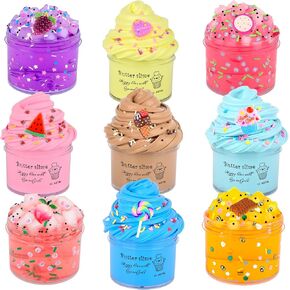 Slime Kit 12 Pack, with 6 Butter Slime and 6 Crystal Slime for Party Favors, Scents Slime Putty Soft and Non-Sticky, Birthday Gift Carnival Prizes, Stress Relief Toy for Kids Education