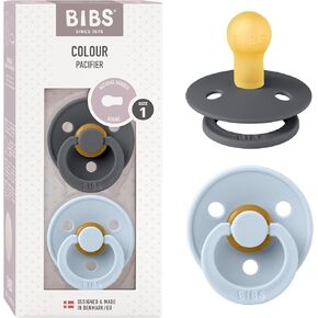 BIBS Colour Dummies 2 Pack BPA Free Cherry Shape Nipple Natural Rubber Latex Made in Denmark 0-6 Months (2 Pack) White/Island Sea in Kuwait
