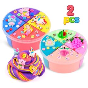 7 Pack Jelly Cube Clear Slime with Butter Slime for Kids, Clear Slime*6 Butter Slime*1, Crunchy Crystal Butter Slime, Stress Relief Toy, Party Favors for Girl Boys 6 7 8 9 10 11 12