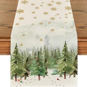 Winter Pine Cone Christmas Table Runner,Beige Christmas Runner for Table,72 inches Long Seasonal Winter Xmas Holiday Home Kitchen Dining Table Decoration
