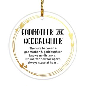Goddaughter Gifts from Godmother, Christmas Hanging Ornament Gift for Goddaughter Birthday Baptism Christening Gift Round Acrylic Ornament, Love from Your Godmother