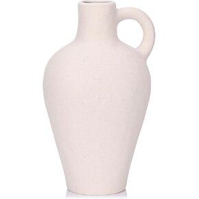 10" Tall Blue Vases Home Decor with Handles, Modern Rustic Farmhouse Pottery Vase, Decorative Navy Blue Ceramic Vase for Blue Decor, Ideal for Living Room, Table, Entryway, Kitchen, and Dining Room