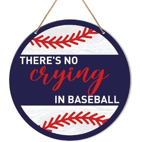 Baseball Signs Wall Decor, Baseball Hanging Sign Decor Farmhouse Sport Wall Decorations Sign for Home, Boys Room, Gift for Men Boy Baseball Player Lover Fans, Hey Batter Batter Swing