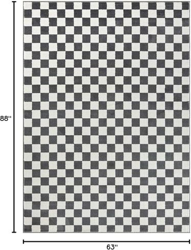 Luxe Weavers Modern Checkered Area Rug Black 2x3 Stain Resistant Hallway Carpet in Kuwait