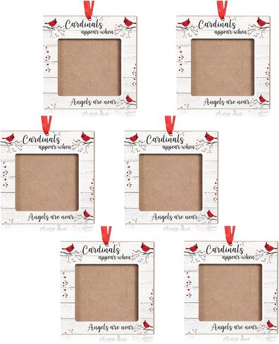 Red Cardinal Christmas Ornaments Wood Picture Frame Memorial Xmas Tree Ornaments When Cardinal Appear Angels are Near I Am Always with You Tree Decorations in Memory of Loved One (Mixed Style, 9 Pcs) in Saudi Arabia