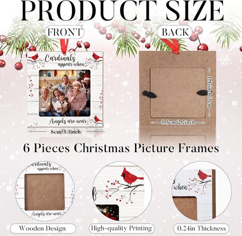 Red Cardinal Christmas Ornaments Wood Picture Frame Memorial Xmas Tree Ornaments When Cardinal Appear Angels are Near I Am Always with You Tree Decorations in Memory of Loved One (Mixed Style, 9 Pcs) in Saudi Arabia