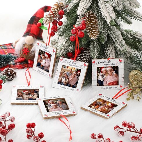 Red Cardinal Christmas Ornaments Wood Picture Frame Memorial Xmas Tree Ornaments When Cardinal Appear Angels are Near I Am Always with You Tree Decorations in Memory of Loved One (Mixed Style, 9 Pcs) in Saudi Arabia
