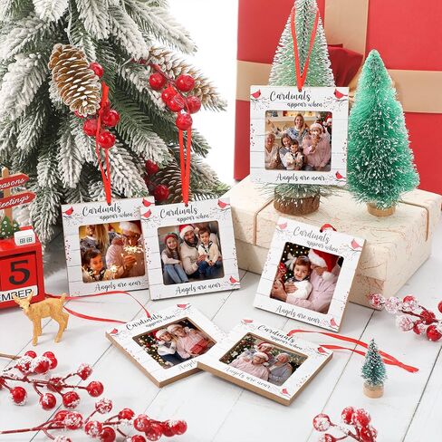 Red Cardinal Christmas Ornaments Wood Picture Frame Memorial Xmas Tree Ornaments When Cardinal Appear Angels are Near I Am Always with You Tree Decorations in Memory of Loved One (Mixed Style, 9 Pcs) in Saudi Arabia