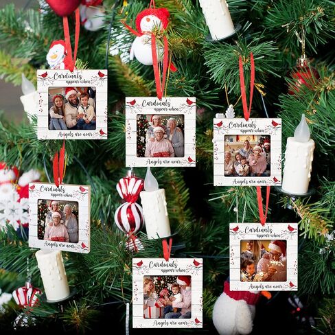 Red Cardinal Christmas Ornaments Wood Picture Frame Memorial Xmas Tree Ornaments When Cardinal Appear Angels are Near I Am Always with You Tree Decorations in Memory of Loved One (Mixed Style, 9 Pcs) in Saudi Arabia