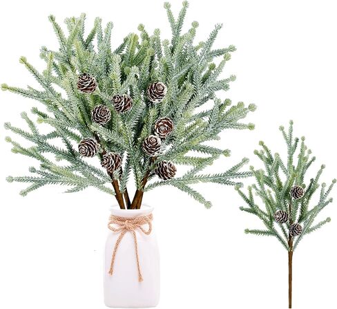 Sggvecsy 50 Pcs Artificial Pine Branches Green Plants Fake Greenery Pine Picks for DIY Wreath Xmas Home Garden Decoration in Kuwait