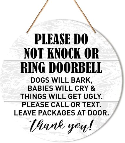 Muktoujaumai Sleeping Baby Sign Front Door Decor, Farmhouse Round Hanging Sign Decor Do Not Disturb or Knock Ring Wall Decorations Wood Sign for Home, Porch, New Mom Gift in Saudi Arabia