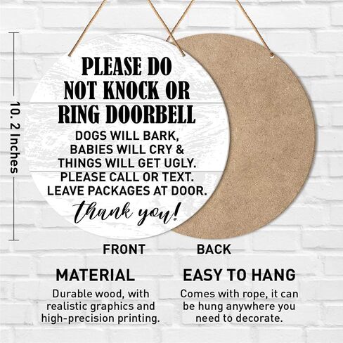 Muktoujaumai Sleeping Baby Sign Front Door Decor, Farmhouse Round Hanging Sign Decor Do Not Disturb or Knock Ring Wall Decorations Wood Sign for Home, Porch, New Mom Gift in Saudi Arabia