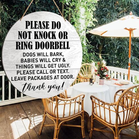 Muktoujaumai Sleeping Baby Sign Front Door Decor, Farmhouse Round Hanging Sign Decor Do Not Disturb or Knock Ring Wall Decorations Wood Sign for Home, Porch, New Mom Gift in Saudi Arabia