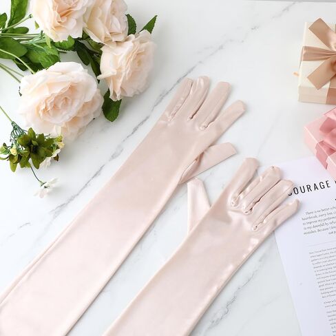 AHQiZFX Opera Gloves Long Opera Party Gloves for Women 1920s Long Elbow Satin Gloves Evening Party Dance Gloves Over Elbow Stretch Long Opera Gloves Bridal Evening Dress (Yellow) in Saudi Arabia