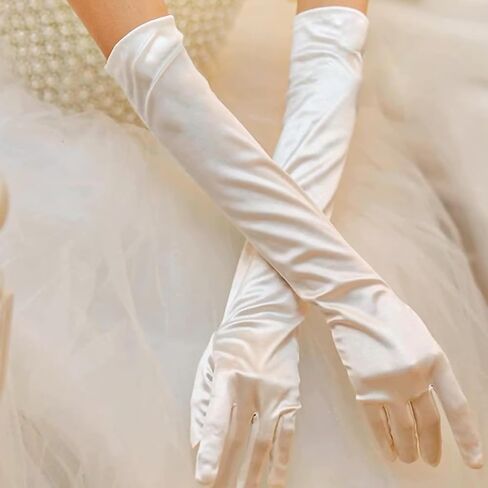 AHQiZFX Opera Gloves Long Opera Party Gloves for Women 1920s Long Elbow Satin Gloves Evening Party Dance Gloves Over Elbow Stretch Long Opera Gloves Bridal Evening Dress (Yellow) in Saudi Arabia