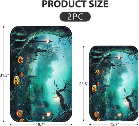 Arttown Autumn Falling Maple Leaves Bathroom Rugs and Mats Sets 2 Piece, Orange Fall Bathroom Rugs Non Slip, Farmhouse Absorbent Microfiber Memory Foam Bath Mat Machine Washable Bathroom Floor Mats in Saudi Arabia