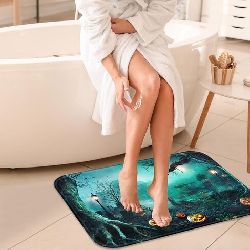 Arttown Autumn Falling Maple Leaves Bathroom Rugs and Mats Sets 2 Piece, Orange Fall Bathroom Rugs Non Slip, Farmhouse Absorbent Microfiber Memory Foam Bath Mat Machine Washable Bathroom Floor Mats in Saudi Arabia