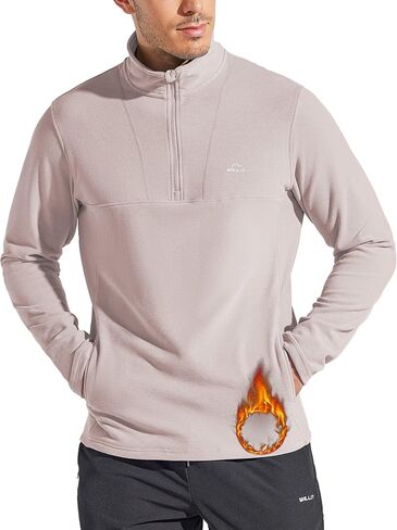 Willit Men's Fleece Pullover Quarter Zip Cold Weather Golf Sweatshirt Thermal Shirt with Pocket in Kuwait