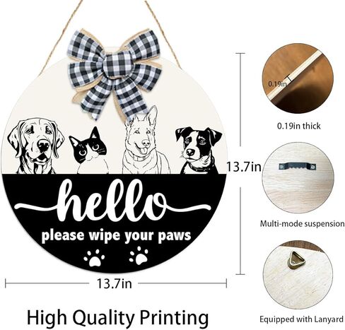 Welcome Pet Home Sweet Sign,Welcome Sign For Front Door,Welcome to Home Sweet Wooden Round Door Decor for Pet Lover Home Pet Shop Decor,Pet Sign Wall Decor,Pet Lover Gift in Saudi Arabia