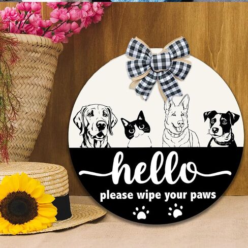 Welcome Pet Home Sweet Sign,Welcome Sign For Front Door,Welcome to Home Sweet Wooden Round Door Decor for Pet Lover Home Pet Shop Decor,Pet Sign Wall Decor,Pet Lover Gift in Saudi Arabia