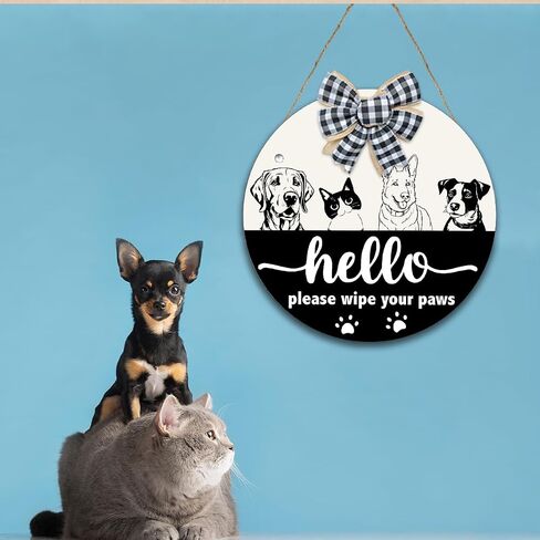 Welcome Pet Home Sweet Sign,Welcome Sign For Front Door,Welcome to Home Sweet Wooden Round Door Decor for Pet Lover Home Pet Shop Decor,Pet Sign Wall Decor,Pet Lover Gift in Saudi Arabia